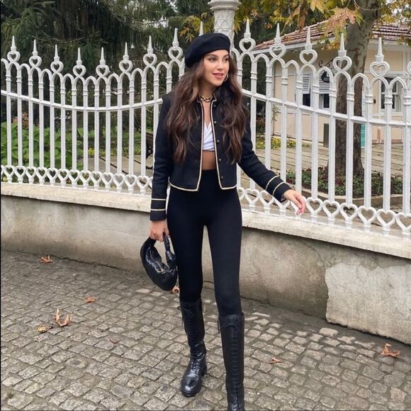 ZARA CROPPED JACKET WITH GOLD DETAILS - Picture 2 of 13